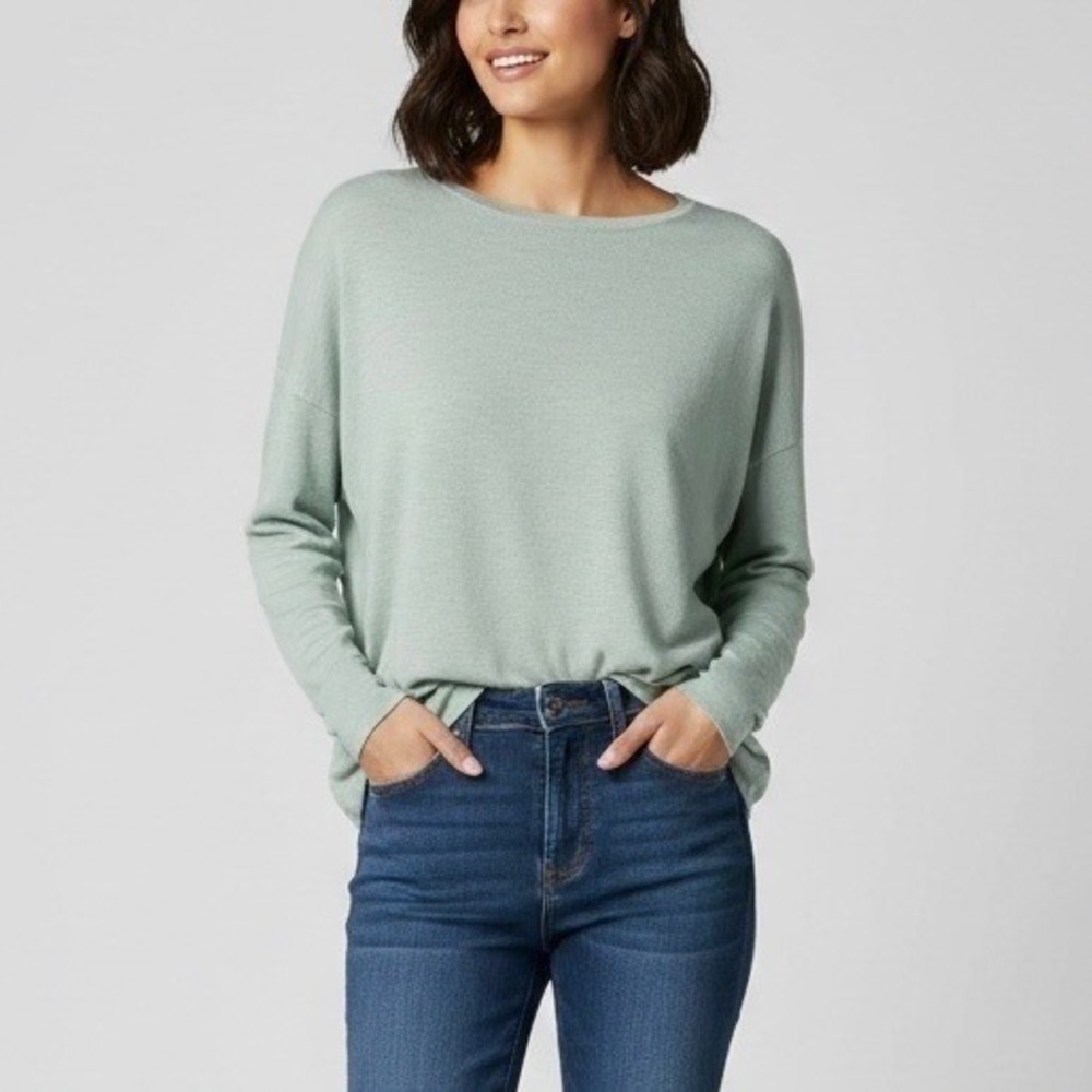 Mersea Blue Green Cashmere Blend Oversized Crewneck Sweater Long Sleeve One Size